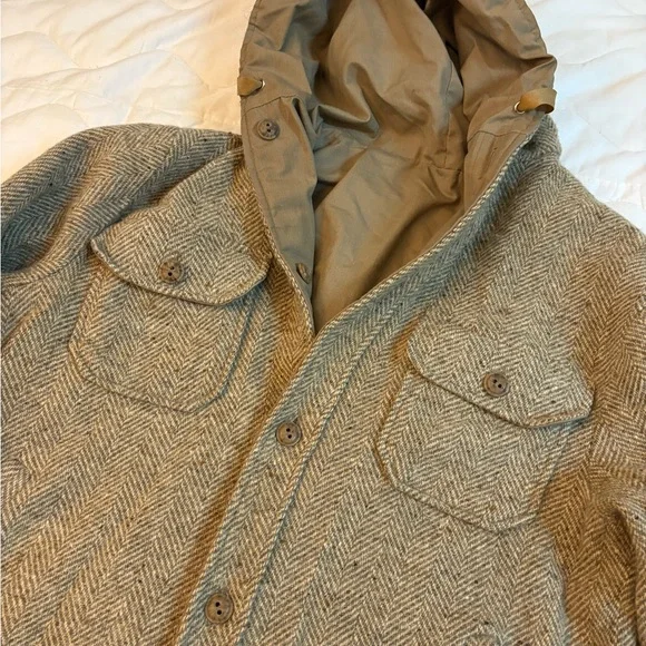 Men's Reversible Brown Hooded Jacket- L - Picture 7 of 11